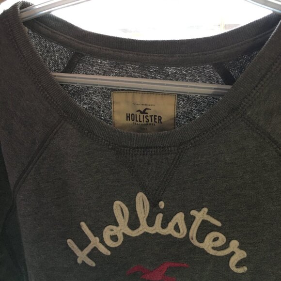 Hollister Sweatshirt Med Womans 40" Grey Pink Logo Bird Chest 40" Length 22" - Picture 6 of 6